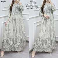 gamis katun hijau hitam biu jumbo l xl 2xl 3xl 4xl  30-ttm L922