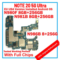 Origina Unlocked Main Logicboard Motherboard NOTE 20 5G Ultra N980F N981B 8+256G N986B 12G+256GB EU Version