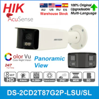 Hikvision IP Camera DS-2CD2T87G2P-LSU/SL 8MP 4MP Panoramic ColorVu 4K Bullet Stroble Light Audio POE CCTV Surveillance Outdoor