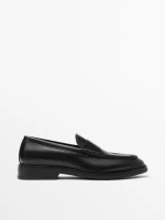Massimo Dutti 黑色皮革懶佬鞋