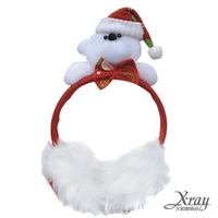 聖誕帽小熊耳罩，聖誕節/聖誕擺飾/聖誕佈置/聖誕造景/聖誕裝飾，X射線【X029150】