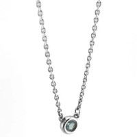 【Tiffany&amp;Co. 蒂芙尼】925純銀-鑲圓形海藍寶石項鍊