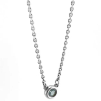 【Tiffany&Co. 蒂芙尼】925純銀-鑲圓形海藍寶石項鍊