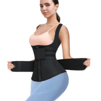 neoprene waist trainer womans top for Women Plus Size 2 Straps Steel Bones Workout Sauna Trimmer Neoprene Slimming Exercise