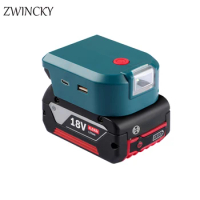 ZWINCKY For Bosch 14.4V 18V Li-on Battery USB 5V 12V and Type-C converter Port with LED Light Spotlight for Bosch Batteries