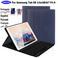 Case for Samsung Galaxy Tab S6 Lite 10.4 A7 10.4 T500 T505 Keyboard Case For Tab A8 10.5 AZERTY Russian Spanish Hebrew Keyboard