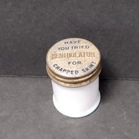 Antique Vintage Mentholatum milk glass medicine jar bottle Original Lid Good