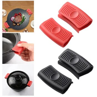 2pcs Silicone Anti-Scald Pot Handle Grip Cover Anti-slip Heat Resistant Pot Clip Holder Sleeve for Frying Cast Iron Skillet Pan