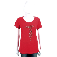TRUSSARDI 紅色創意貼飾棉質短袖T恤