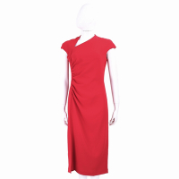 MAX MARA Vermut 縐紗單側開衩紅色中長洋裝