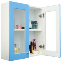 經典雙門防水塑鋼浴櫃/置物櫃(藍色1入)