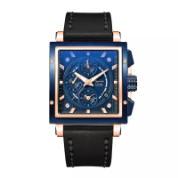 Alexandre Christie Alexandre Christie 6182 Rosegold Kulit Hitam Dasar Biru Cowok