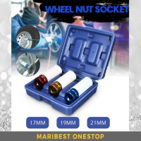 3 Pcs CR-MO 1/2\ 17mm 19mm 21mm Alloy Wheel Nut Impact Socket Set"