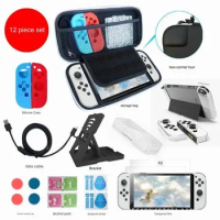 For Switch OLED Model Carrying Case 12 in 1 Accessories Kit for Nintendo Switch OLED Model with Protective Case Portable Bag