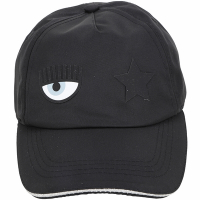 Chiara Ferragni Eye Star 矽膠眨眼星星緞面感棒球帽(黑色)