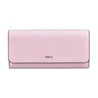 【FURLA 芙拉】FURLA BABYLON 字母LOGO十字紋防刮牛皮12卡釦式長夾(山茶花粉x大理石灰)