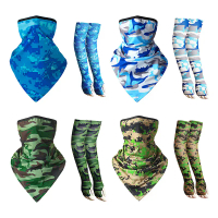 Summer Ice Silk Sun Protection Ear-Hanging Triangle Scarf Extended Thumb-Sleeve Cover Cycling Sun Pr