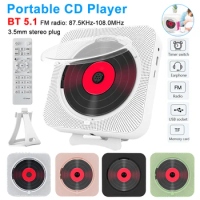 Portable CD Music Player With Bracket Wall Mounted Bluetooth 5.1 Music Player FM Radio Stereo Speaker CD Players For Student Men
