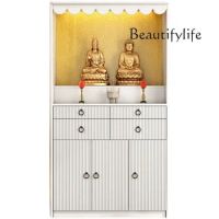 Buddha Shrine White Economical Buddha Cabinet Clothes Closet with Door Guanyin Altar Altar Household God of Wealth Cabinet