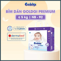 bỉm Bỉm Dán GOLDGI Size Newborn cao cấp( 92 Miếng ) Premium