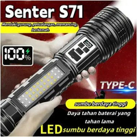 Senter LED Super Terang Dua Warna Tahan Lama 100000 Lumens Senter Tahan Air 14 Light Mode Senter Zoo