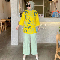 ONE SET KAOS WANITA SET PREMIUM ORIGINAL LANICHA SET CEL OVERSIZE