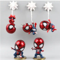 5 Pcs/Set Avengers Spider Man Q Ver. PVC Action Figures Fridge Magnet Collectible Model Toy Mini Spiderman Car Decoration Doll