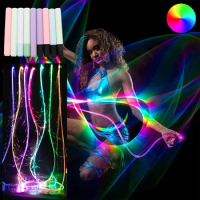 New style 6 Ft Fiber Optic Whip, LED Fiber Optic Dance Whips Fiber Optic Whips Super Bright Light up Rave Toys 360°Swivel Pixel