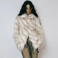 Fur Coat Women Tassel Imitation Fox Fur Coat Retro Jacket Women Faux Fur Loose Lamb Fleece Velvet Warm Winter Jackets for Women