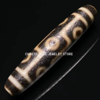 Ancient Tibetan DZI Beads Old Agate Lucky 9 Eye Totem Amulet Pendant GZI 58×12mm
