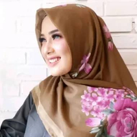 sakhi hijab segiempat katun voal motif bunga mawar hijau army
