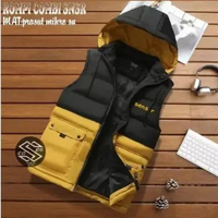 MND Rompi Hoodie Puffer Jaket Puffer Hoodie Vest Hoodie Mikro Hitam Kuning M