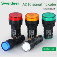 LED Indicator Light 12v 24v 220v 380v Red Green Yellow Blue Signal Light 16mm 22mm Signal Lamp