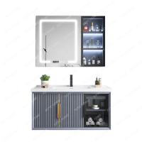 Bathroom Cabinet Mirror Cabinet Combination Ceramic Whole Washbin Modern Light Luxury Wash Basin Wash Basin Cabinet