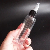 Plastic 60ml Refillable Bottle PET transparent E Liquid Bottle with Graduation measurement Scale Water Bottle with Twist Off Cap