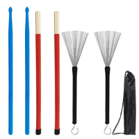 Hot AD-Drum Wire Brush Drum Brush+Nylon Drum Stick+Bundle Stick+Storage Bag Percussion Accessories Drum Stick Set