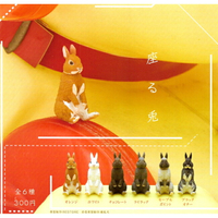 全套6款【日本正版】坐姿兔 扭蛋 轉蛋 不可思議動物 KITAN 奇譚 - 302384
