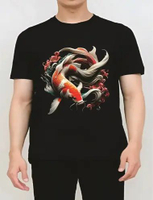 Kaos Pria Premium Motif 3Dimensi Ikan Koi Bunga Animasi Tshirt Oblong Laki Hc0451 By hans & co sage 