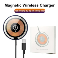 15W Magnetic Wireless For iPhone 14 14Plus 14Pro Max Macsafe Charging Clear Glass For iPhone 12 13Pro Max 13 13Pro 13mini 12Pro