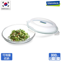 Glasslock 強化玻璃微波保鮮盤-圓形800ml二入組