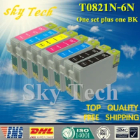 One set Plus One BK Compatible Cartridge For T0821N - T0826N , For Epson RX590 RX610 RX690 TX650 TX700W TX710W TX800FW TX810FW