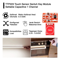 TTP223 Touch Sensor Sentuh Key Module Settable Capacitive 1 Ch Channel Auto Calibration LED Indikato
