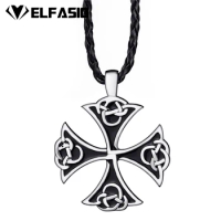 Celtic Knot Iron Cross Silver Men's Pewter Pendant Free Necklace LP263