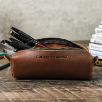Retro Leather Pencil Case High Capacity Business Pencil cases For Kids Girl Boy School Office Pen Bag Pouch Stationery Supplies