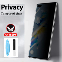Privacy Tempered Glass For Huawei P60 Mate 50 20 Pro 30 40 P30 P50 P40 Anti Spy Peep Screen Protector UV Glue Protective Film
