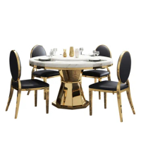 wholesale dining marble table set round marble dining table set 6 chairs white and gold marble dining table set