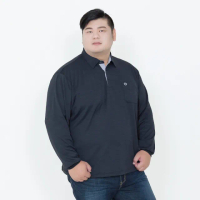 【MAXON 馬森大尺碼】台灣製/黑色環保機能彈性微磨毛薄口袋長袖POLO衫XL-4L(83815-88)