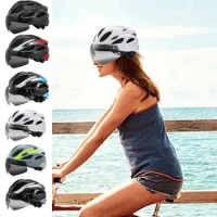Mountain Bike Helmets Bicycle Helmet With Rear Light Magnetic Goggles Motorcycle Breathable And Adjustable Helmet With Sun Visor