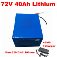 Powerful 72v lithium battery pack 72v 40Ah battery for electric bike 2000w 1500w scooter kit golf cart 1000w+5A charger