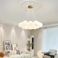 Glass Ball Ceiling Chandelier French Modern Magic Bean Living Room Children's Bedroom Pendant Lamp LED Hanging Lights